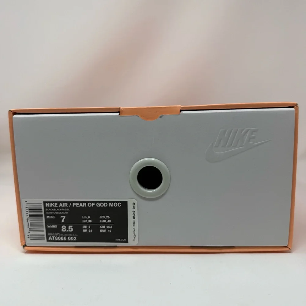 NIB Nike Air x‎ Fear of God Moc Black Fossil M7/W8.5